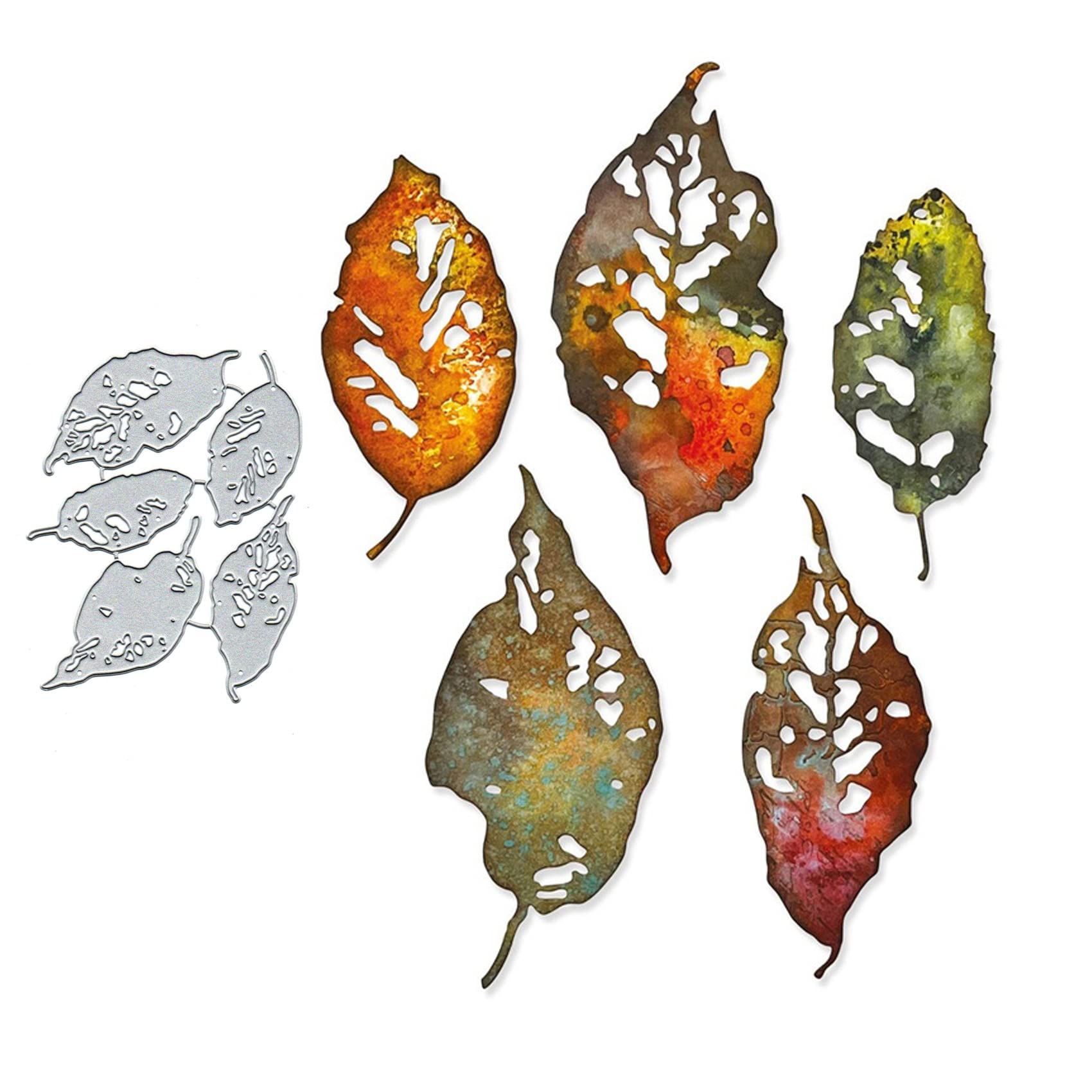 5pcs Leaf Fragment Metal Die Cuts for Card Making,Spring Leaves Flowr Card Cutting Dies Cut Stencils DIY Scrapbooking Album Decorative Embossing Paper Card Embossing Craft