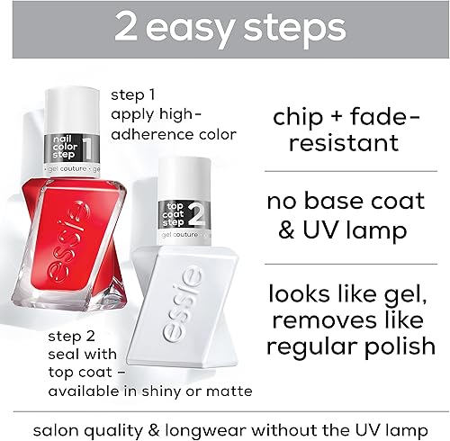 Miniatura 3 de essie Gel Couture - Capa superior con acabado de grado platino, 0.46 onzas (el embalaje puede variar) (paquete de 2)