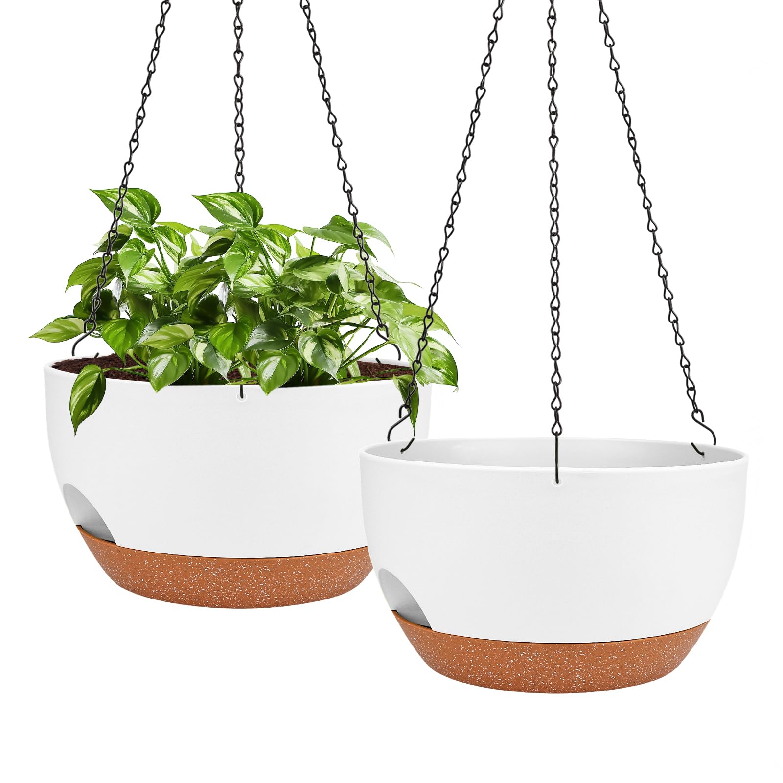 Lucieblessdesign 12 Inch 2-Pack Hanging Planters White