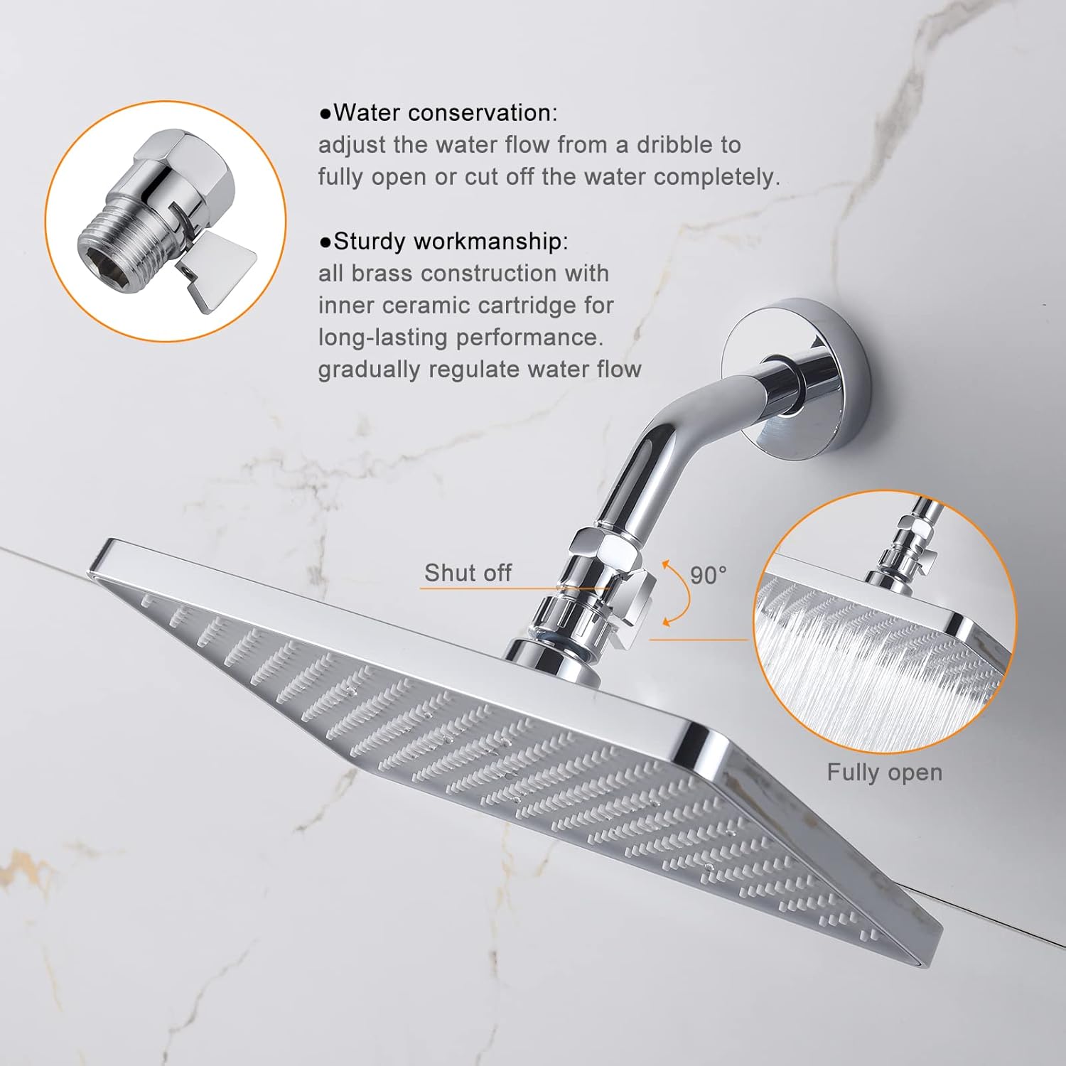 Angle Brass Shut Off Vae for Handheld Shower, Water Prure Regulator