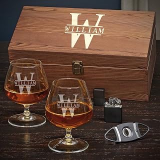 HomeWetBar Oakmont Personalized Boxed Cognac Glasses Set