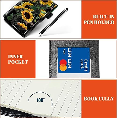 Miniatura 16 de Juego de 4 soportes para bloc de notas de tamaño de bolsillo, de piel sintética, mini bloc de notas con 2 bloc de notas pequeños y lápiz capacitivo