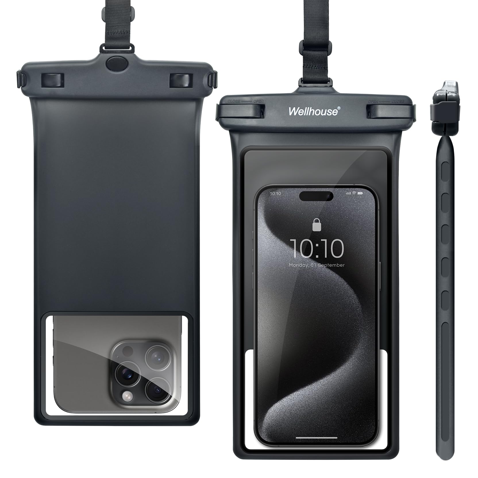 wellhouse Waterproof Phone Pouch, Waterproof Phone Case for iPhone 17 16 15 14 13 Pro Max XS Samsung, IPX8 3D Cellphone Dry Bag Beach Essentials (1