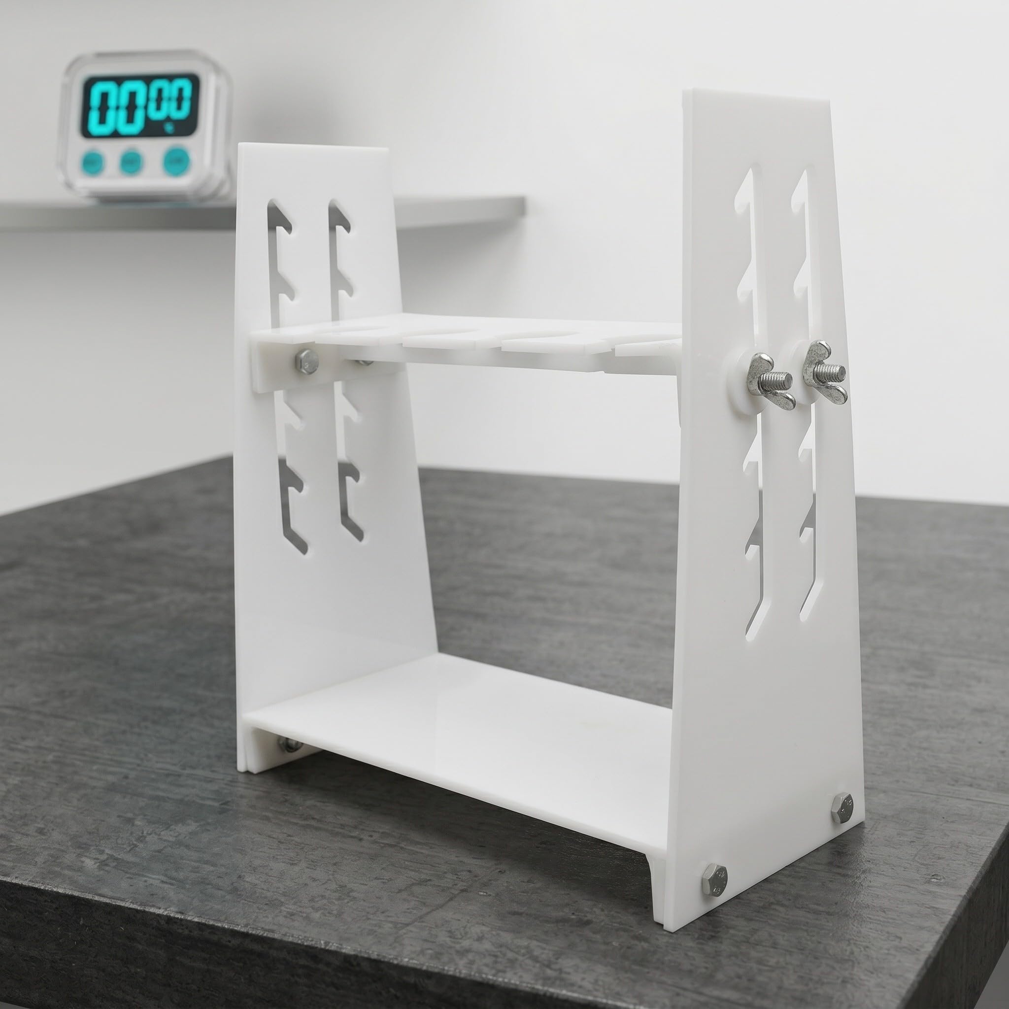 Soporte Ajustable para Embudos de Separación Altura Regulable, Fabricado en Plástico E Hierro, Adecuado para Síntesis Rutinaria y Extracción en Laboratorio