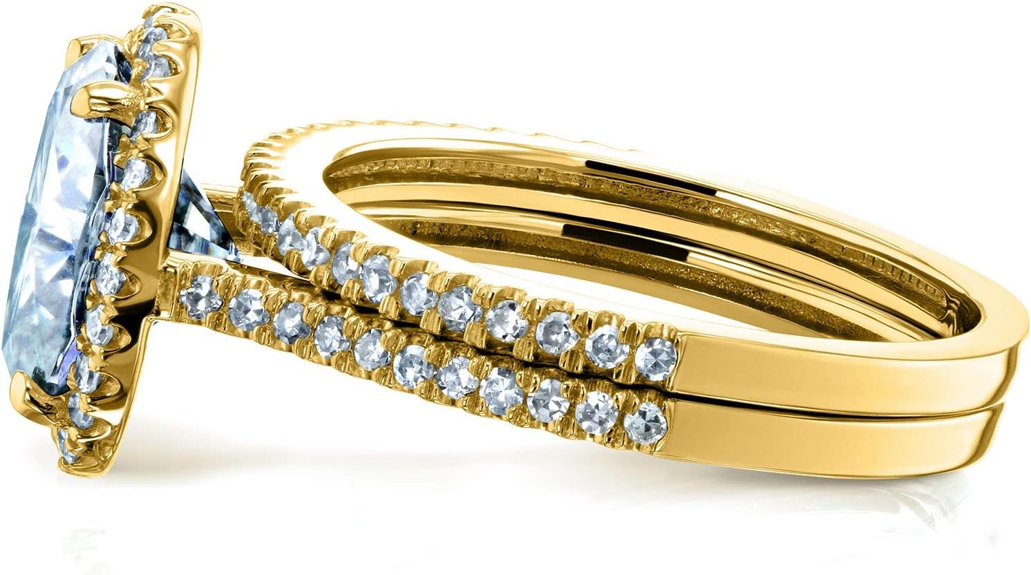 Kobelli Oval Forever One Moissanite Halo Bridal Rings Set 2 3/8 CTW 14k Yellow Gold (DEF/VS, GH/I)