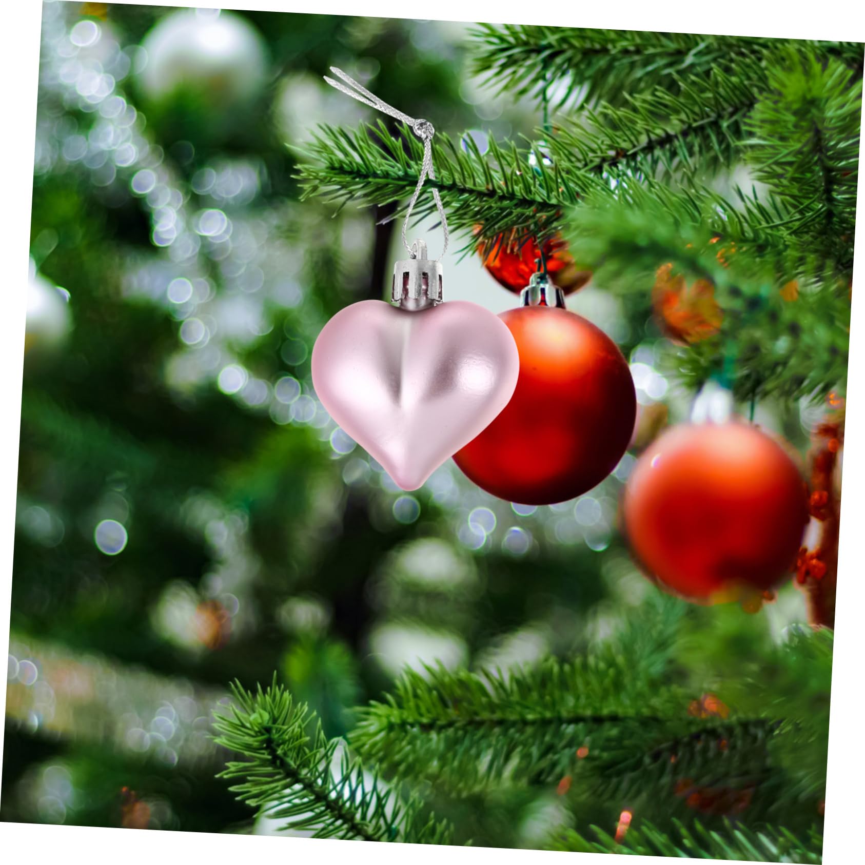 VOSAREA Ornamenti Natalizi Creative e Decorative a Forma di Cuore 12 Pezzi in Rosa da Appendere per Decorazioni Festive e Ringhiere Scala