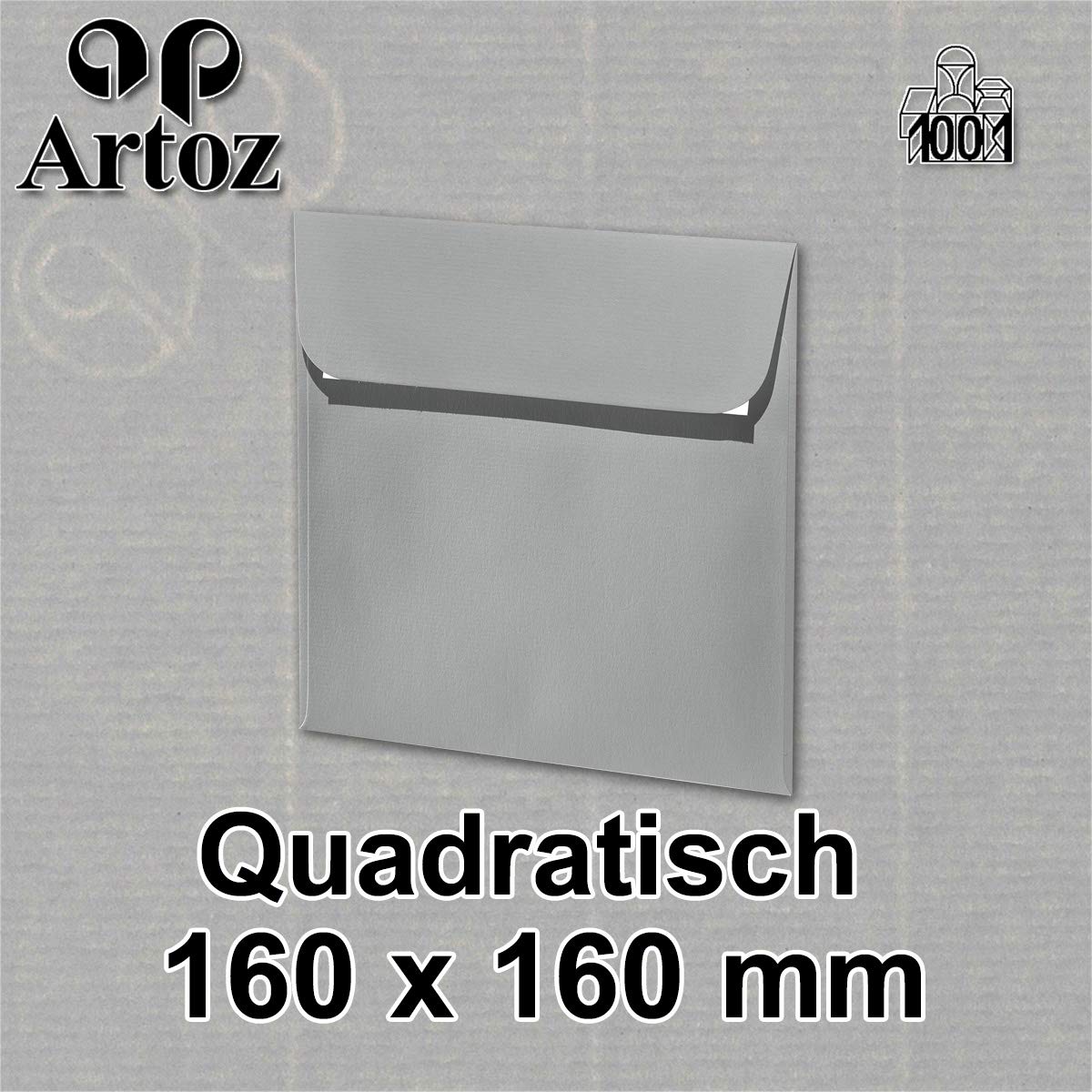 ARTOZ 150 x kwadratowe koperty grafitowe (szare) 100 g/m² – 16 x 16 cm – koperta bez okienka – koperty z klejem