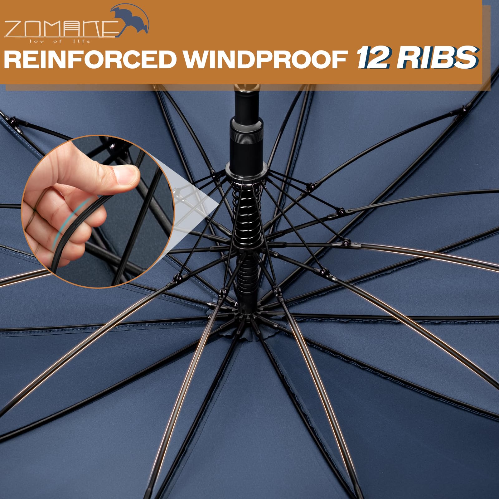 ZOMAKE Großer Regenschirm 55 inch,12 Rippen / 16 Rippen Golfschirm Groß Stabil,Travel Schirm XXL Groß mit Auf-Zu-Automatik für Herren Damen