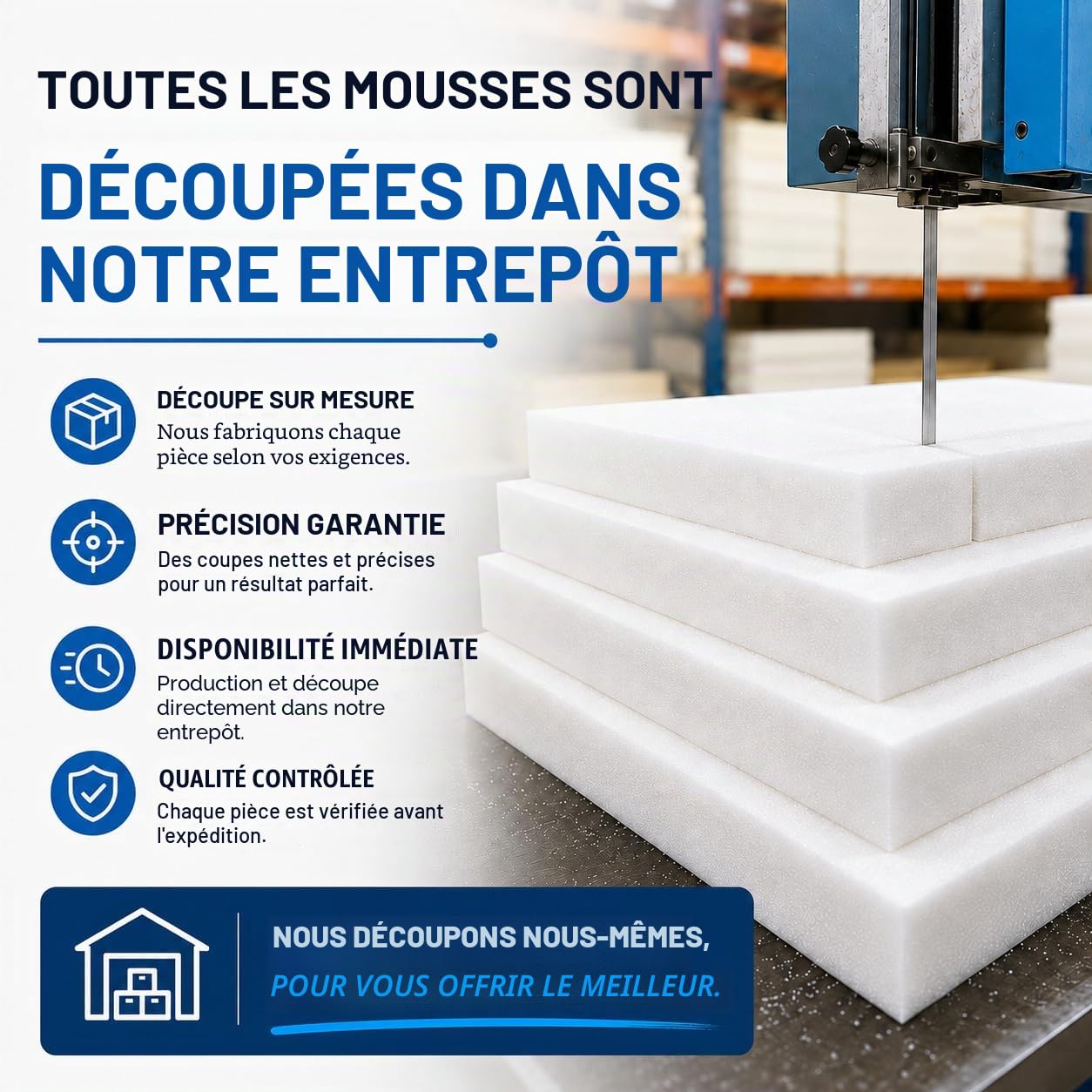 All4All Mousse de Rembourrage - Mousse Haute densité pour canapés et sièges - 50x50x12cm - D25/44