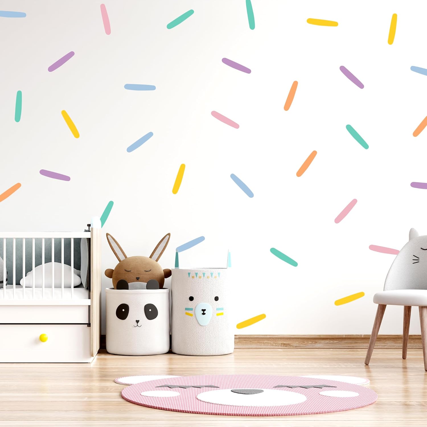 LucyLews Pastel Confetti Wall Decals – 160 Peel & Stick Removable Sprinkles for Nursery, Kids Room & Party Decor – Safe Matte Finish on Painted Walls