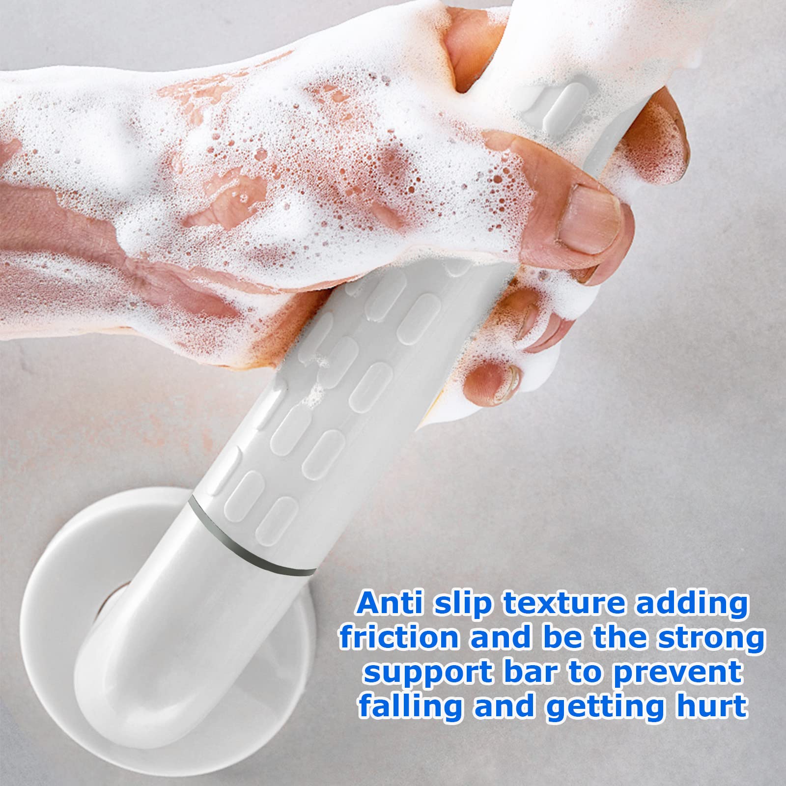 2 rieles antideslizantes para baño, mango de agarre de baño de 30 cm, barra de agarre de seguridad de nailon de acero inoxidable resistente para ducha, pasamanos (blanco, tornillos incluidos)