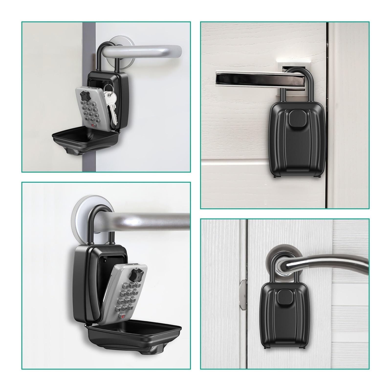 Coffre-Fort à clés extérieur, Coffre-Fort à clés, Serrure à Combinaison à Bouton-Poussoir à 9 Chiffres,Durable et Protection