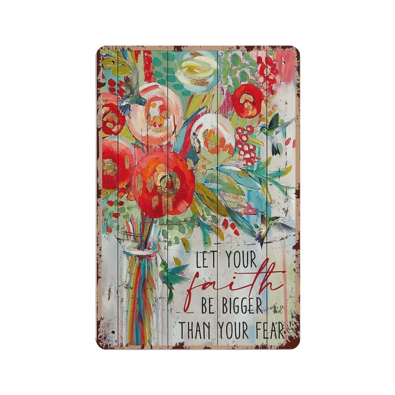AOOEDM Let Your Faith Be Bigger Than Your Fear Metal Sign for Home Coffee Garage Wall Decor Vintage Poster Bar Signs for Home Bar Retro Metal Tin Sign