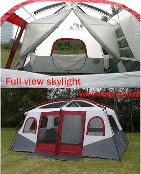 8-12 Person Camping Tent, 2 Bedroom Family Tent Camping Tents & Shelters Large Tent 12 Person Outdoor Tents, Festival Essential/100% Waterproof Camping Tent Sewn In Groundsheet
