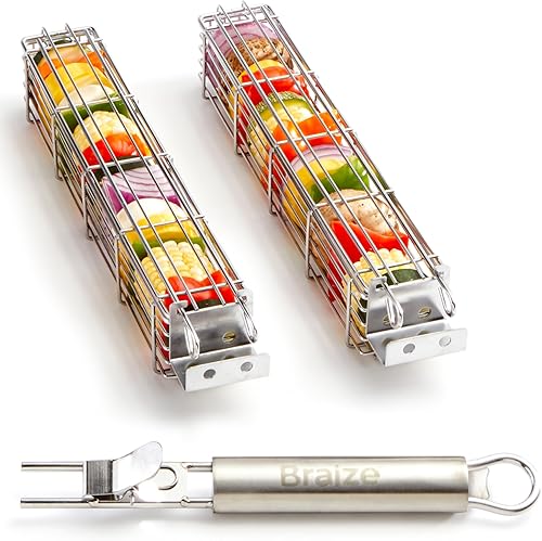 Miniatura 7 de Cesta grande para asar con mango extraíble. Construcción de acero inoxidable con una mayor capacidad (12 x 2 x 2) y tapa segura de fácil cierre.