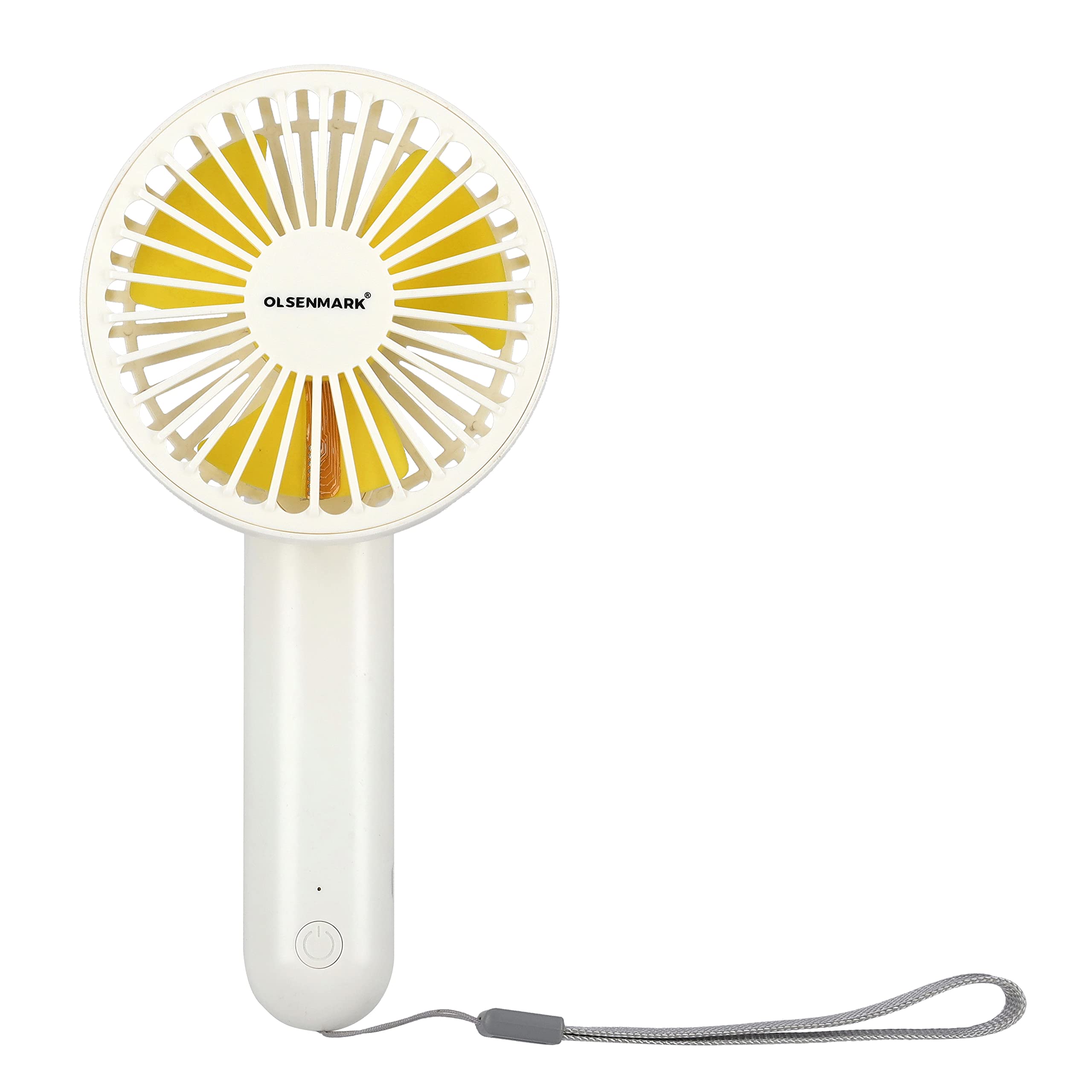 Olsenmark Rechargeable Mini Fan Personal Portable Fan with 3 Speed Options Led Flash Light Up to 4 Hours Working with 1200 MAH Battery, MULTI COLOR, OMF1801