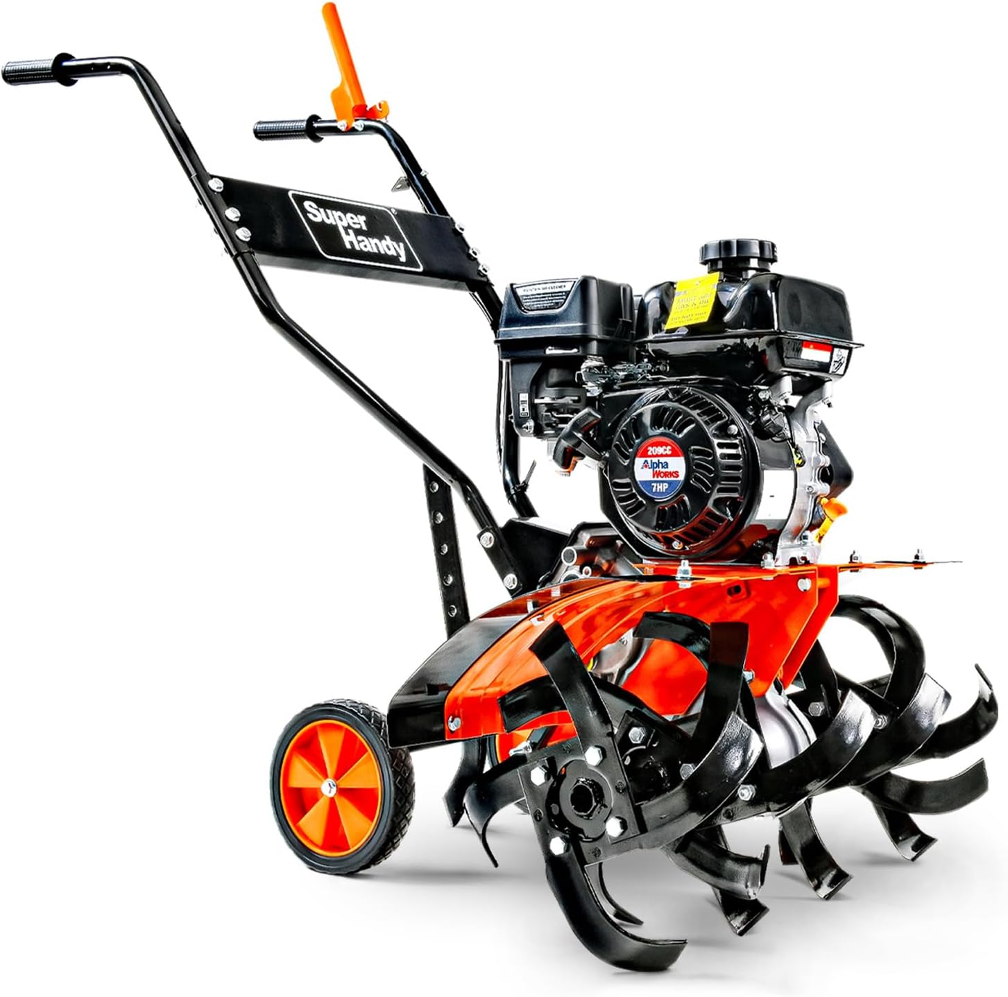 SuperHandy RotoTiller Cultivator 27” Inch Tilling Width 7HP 209cc 4 Stroke Gas Motor 6 Premium Steel Adjustable Forward Rotating Tines for Garden & Lawn, Digging, Weed Removal