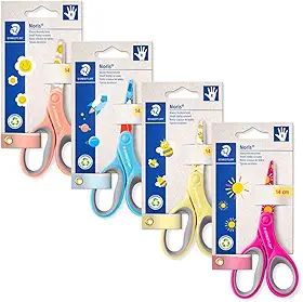 STAEDTLER Noris 965 14P BK Tesoura para artesanato, cartão de cartão com 1 tesoura, 4 cores sortidas
