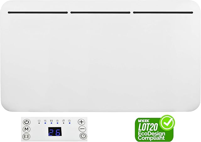MYLEK Electric Panel Heater - Wall Mounted or Free Standing - Eco Energy Efficient Digital Display, Thermostat, Timer, Anti Frost Function, Bathroom IP24, ERP Lot20 (2000W)