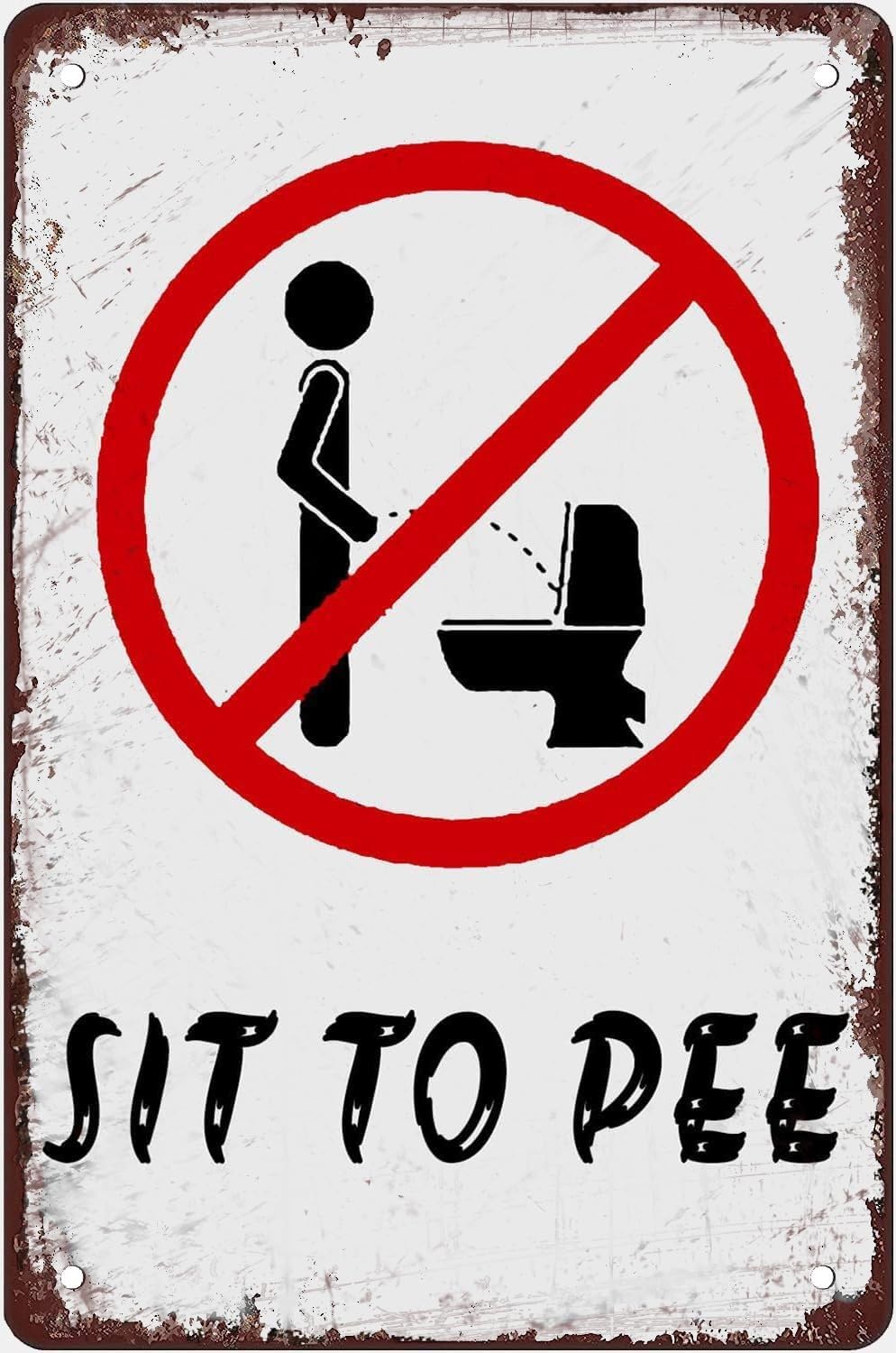 MQXFCZUX Funny Vintage Tin Sign For Man Cave Bathroom Be Seated Humorous Reminder Metal Plaque Wall-Art 8x12 Inch