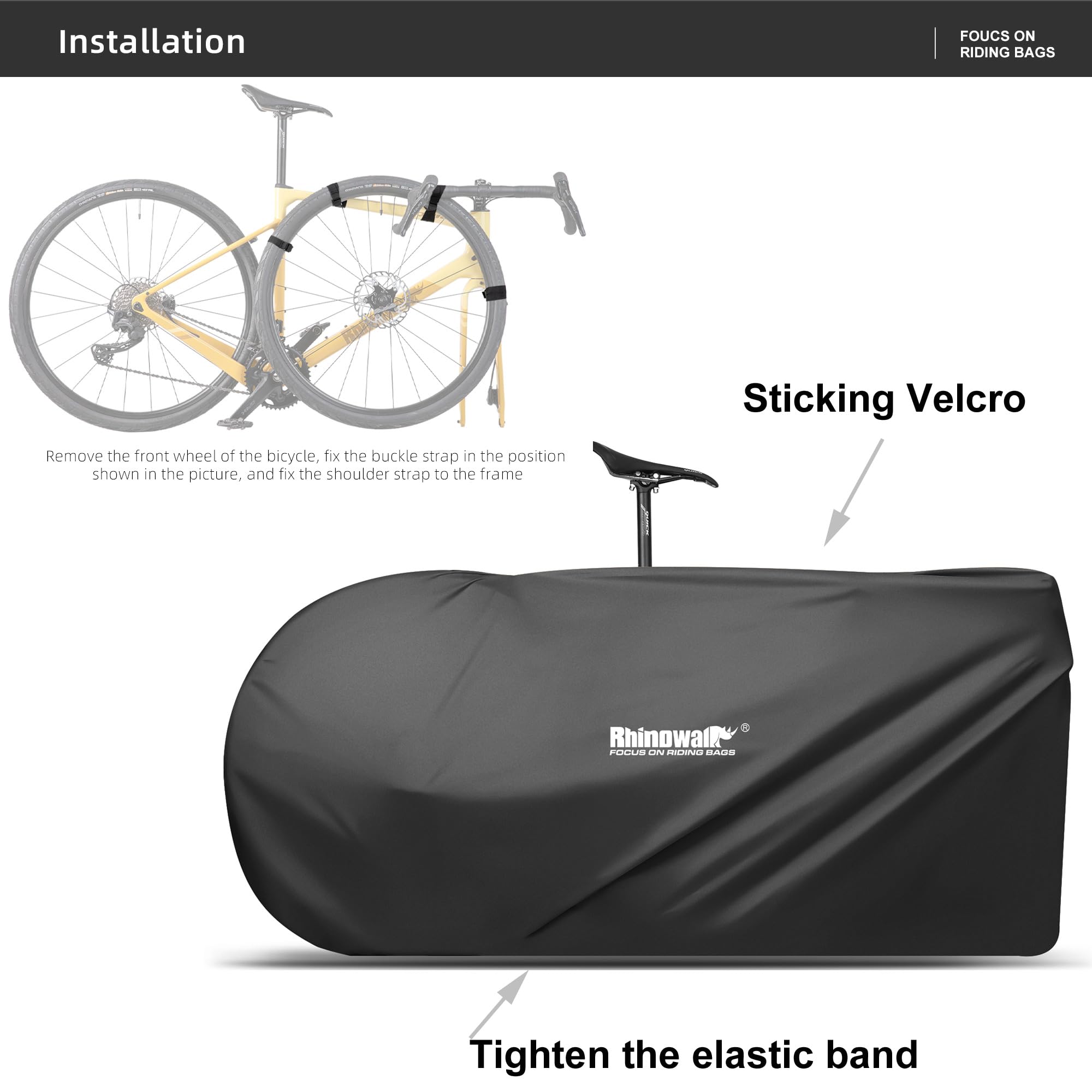 Rhinowalk Bicycle Carrying Bag Ultralight Bike Travel bag Lightweight Cycling Transport Storage Case for 26 inch to 27.5 inch Mountain bike and 700C road bike(Black)