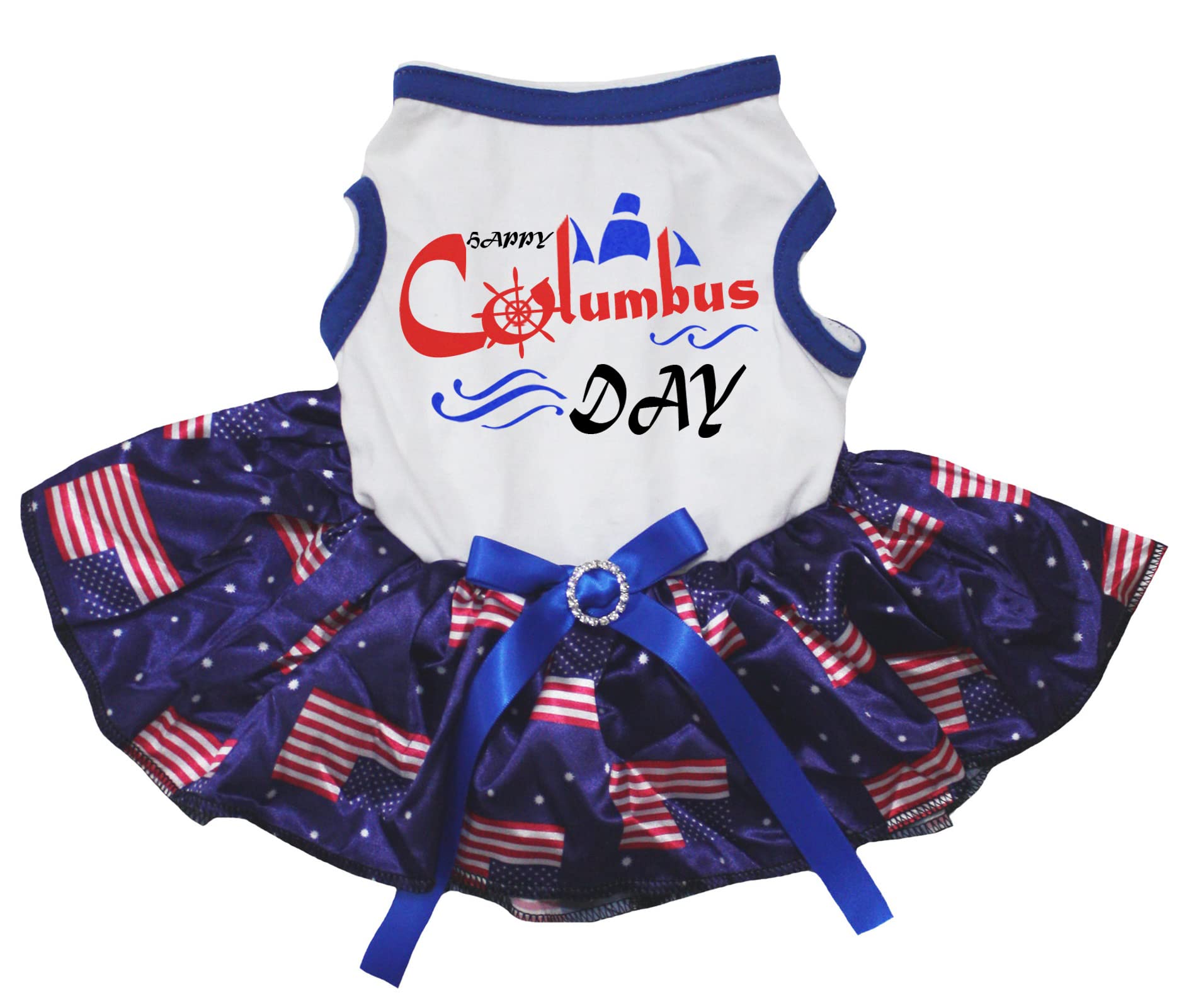 Robe pour chiot ajustée XS vêtement blanc anti frottement Columbus Day US