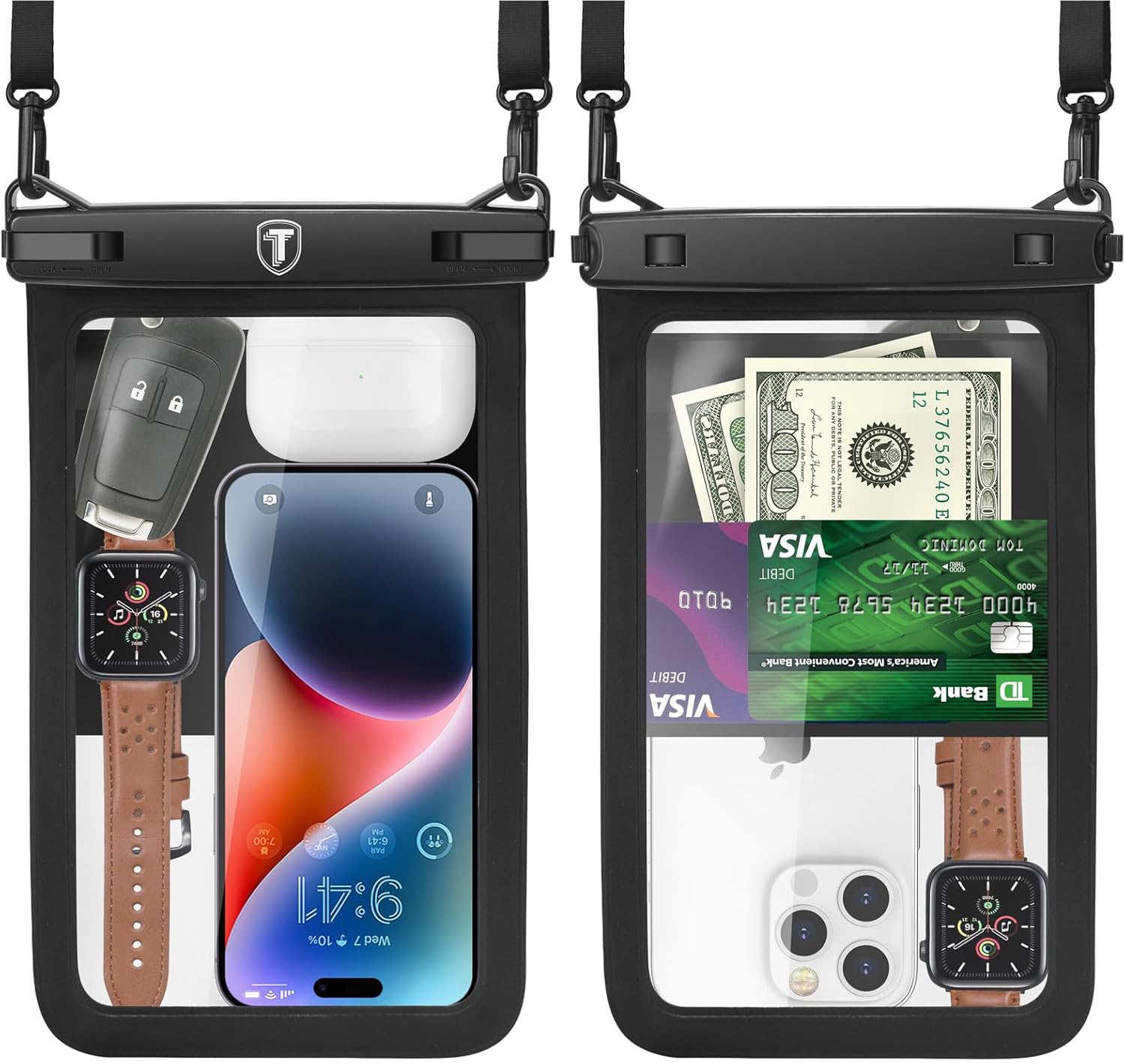 Njjex Large Waterproof Phone Pouch [2 Pack] Cell phone Dry