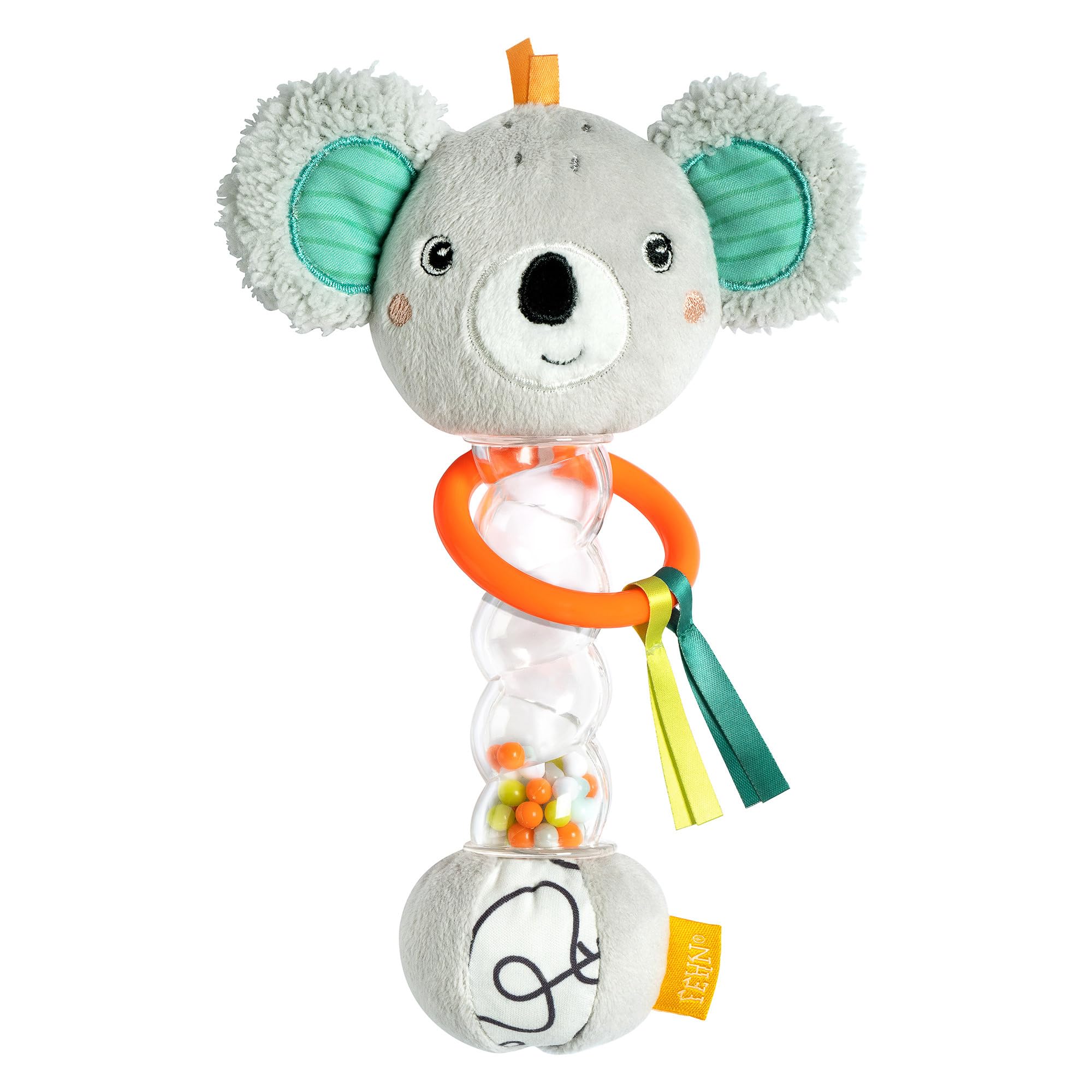 Fehn Regenmacher Koala – Motorik-Spielzeug mit Rassel, Quietsche, Raschelpapier zum Greifen – Rasselstab fördert spielerisch Sinne & Motorik – für Babys & Kleinkinder ab 3+ Monaten