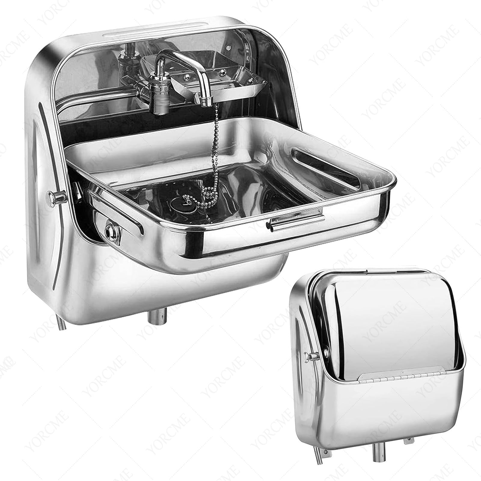 Mini lavello in Acciaio Inox per Camper, Vasca da bucato Portatile, lavabo Pieghevole per Giardino, Cantina ed Escursionismo - Design Ultrasottile, Rubinetto Integrato, Senza perdite