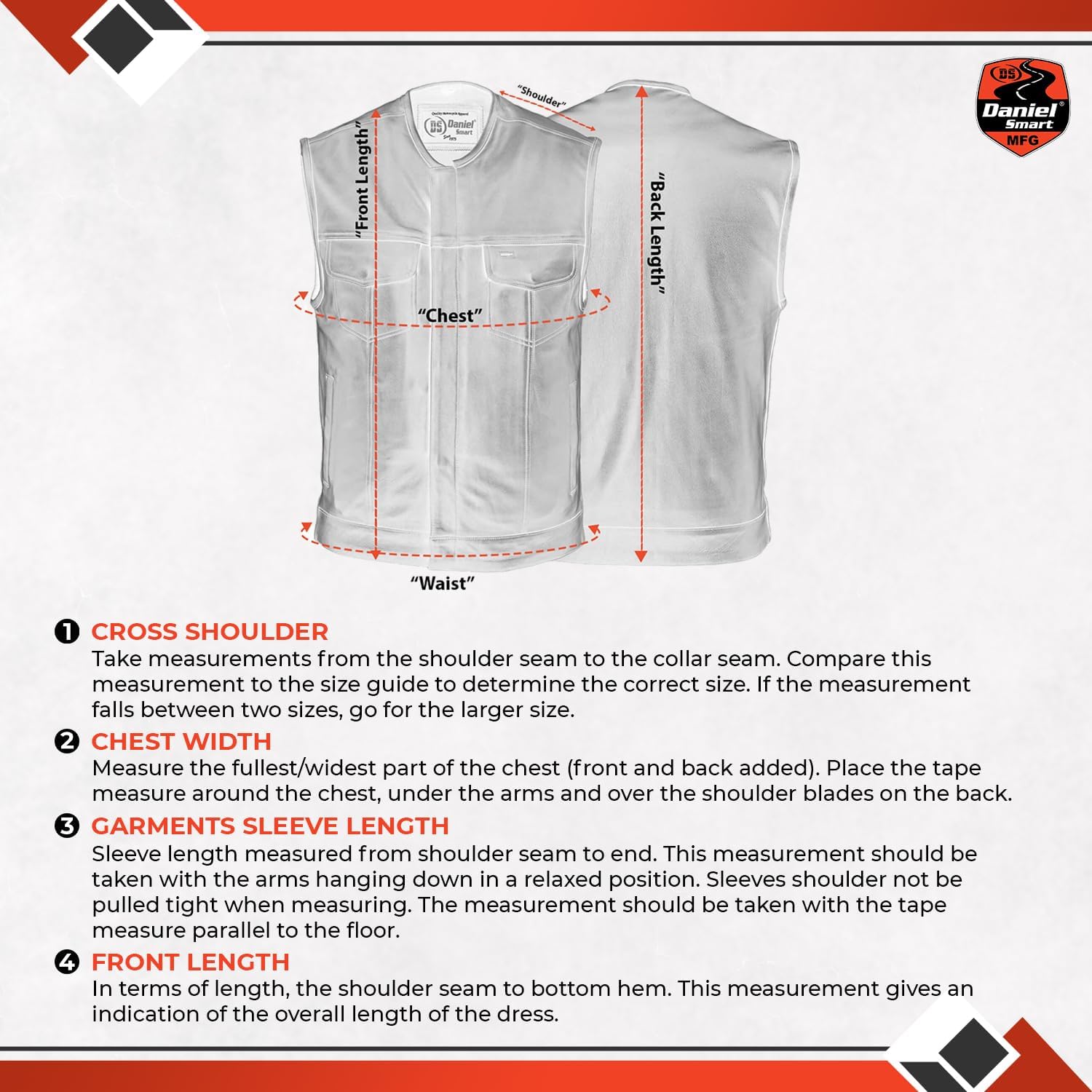 Daniel Smart Biker Vest for Men Denim Leather Detailing Motorcycle Vest with Scoop Collar Design & Concealment Carry Pocket