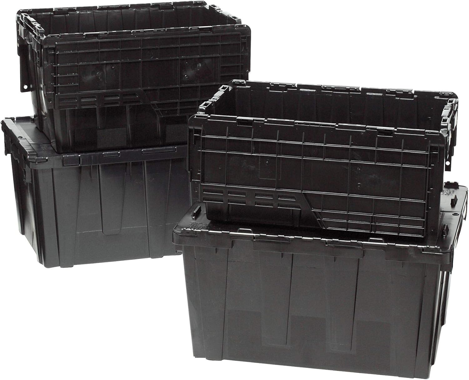 Orbis 21-3/4"L x 15-1/8"W x 9-3/4"H Plastic Attached Lid Container, Black - FP143 Black Recycled