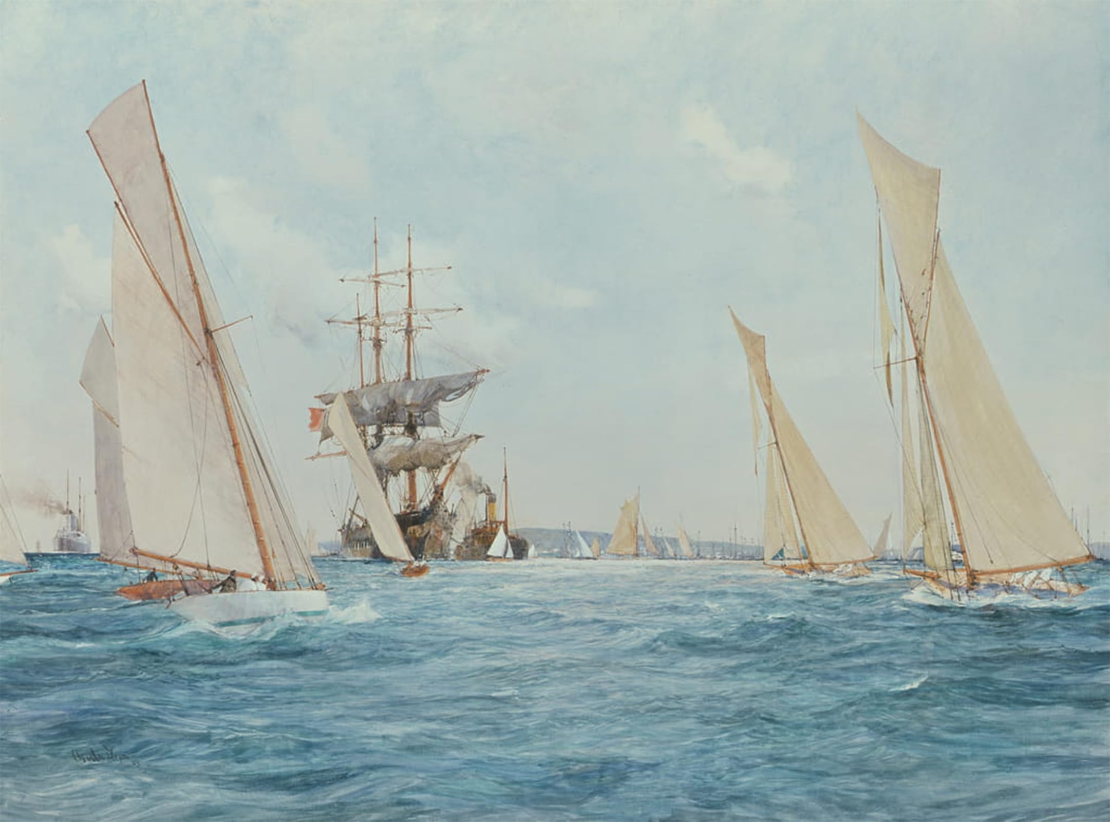 POSTERIIk Famous Animal Posters Vintage Picture a Yacht Race by Charles Edward Modern Wall Decor for Home Decor 60x90cm