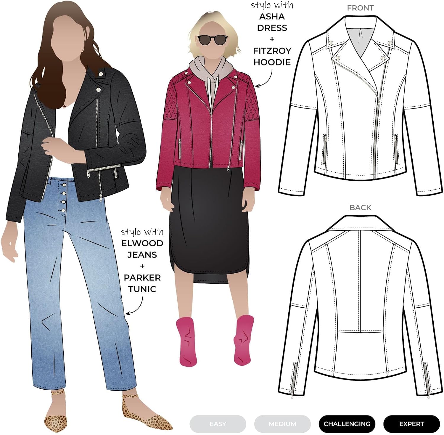 Style Arc Sewing Pattern - Ziggi Jacket (Sizes 04-16)