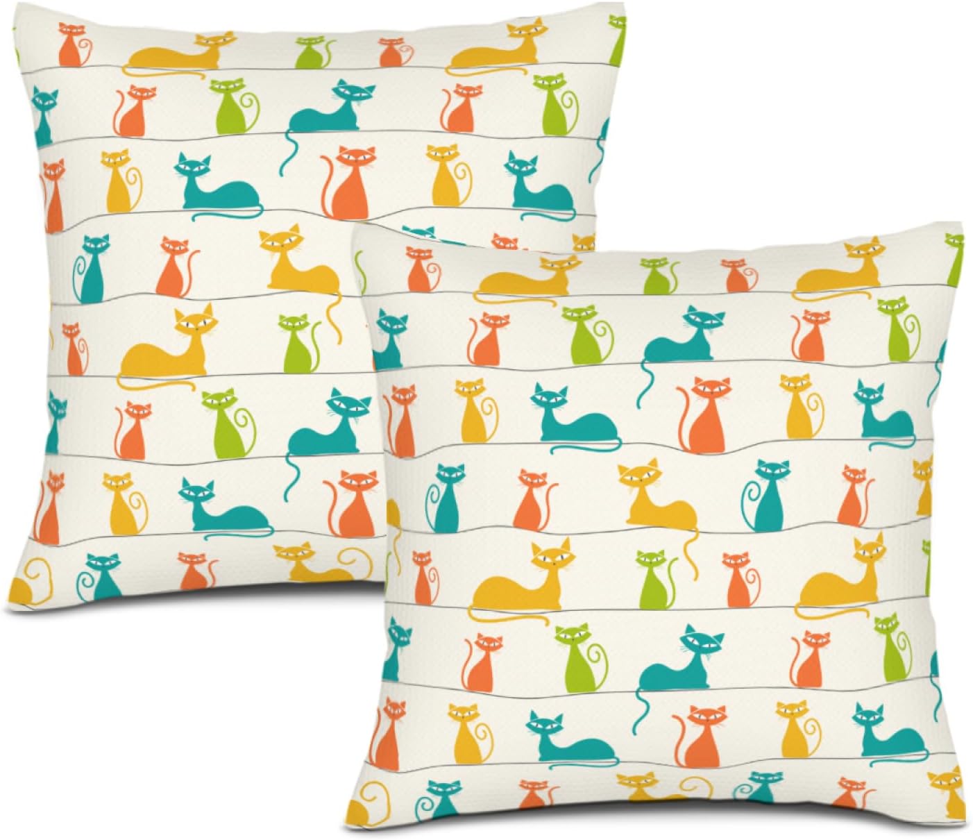 Juego de 2 fundas de almohada de gatos modernos de mediados de siglo de 18 x 18 pulgadas, fundas de almohada decorativas retro para sofá,