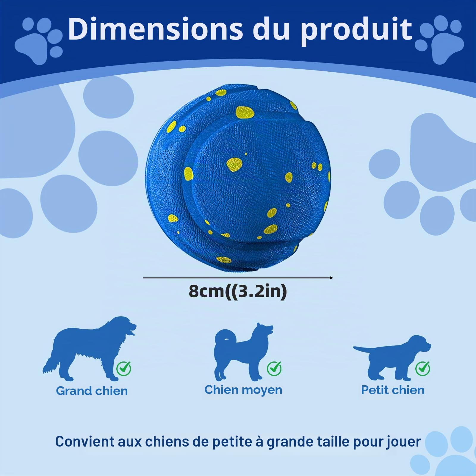 Balle Interactive Chien, Jouet Chien Balle, Balle Chien Qui Bouge Toute Seule, USB Rechargeable Intelligent Jouets pour Chiens 3 Modes interactifs, pour Chiots à Grands Chiens(Blau)
