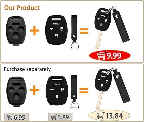 Miniatura 3 de EKALA 2 piezas para llavero Dodge GQ4-53T de repuesto con funda de silicona para llavero compatible con Dodge Ram 1500 2500 3500 4 botones de