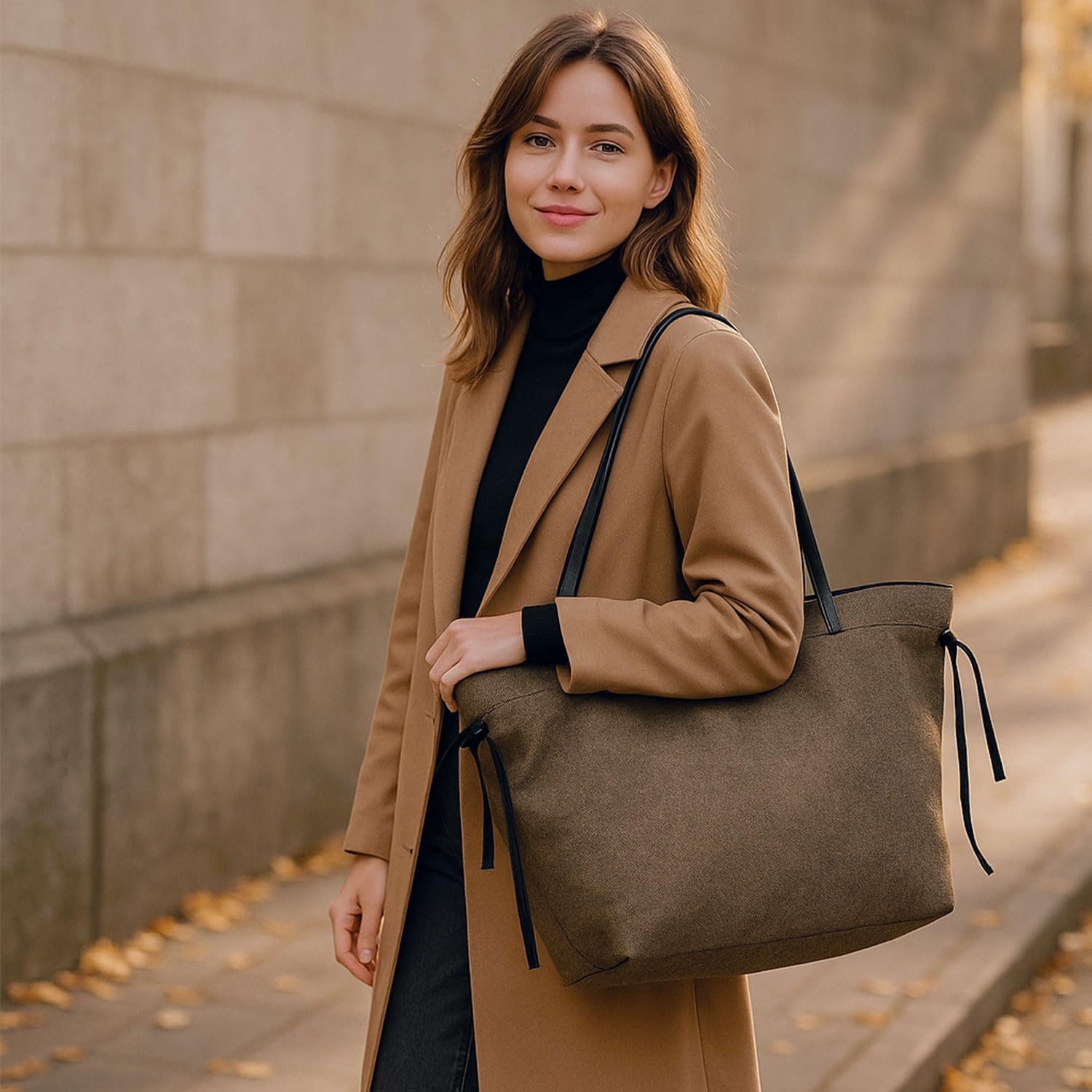 Clearance Extra Large Canvas Tote Bag,Everyday Work Tote Bags for Women,Laptop Book Shoulder Bag School Handbags - Image 3