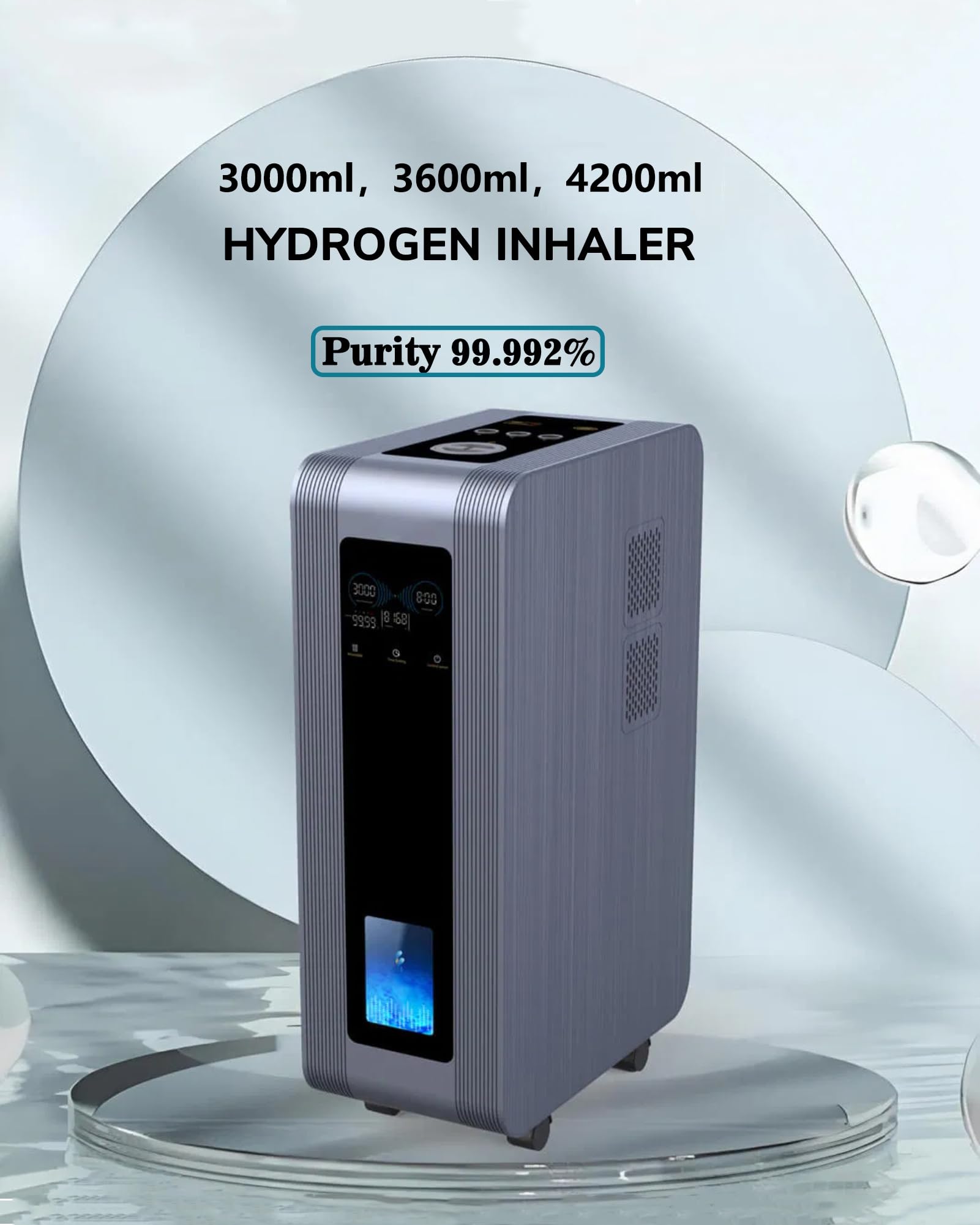 Macchina per Inalazione di Idrogeno, Inalatore H2 con Elettrolisi PEM 2400-4200 ml/min, Inalatore Alta Efficienza per Casa e Ufficio, Ideale per Relax Quotidiano 3600ml/min