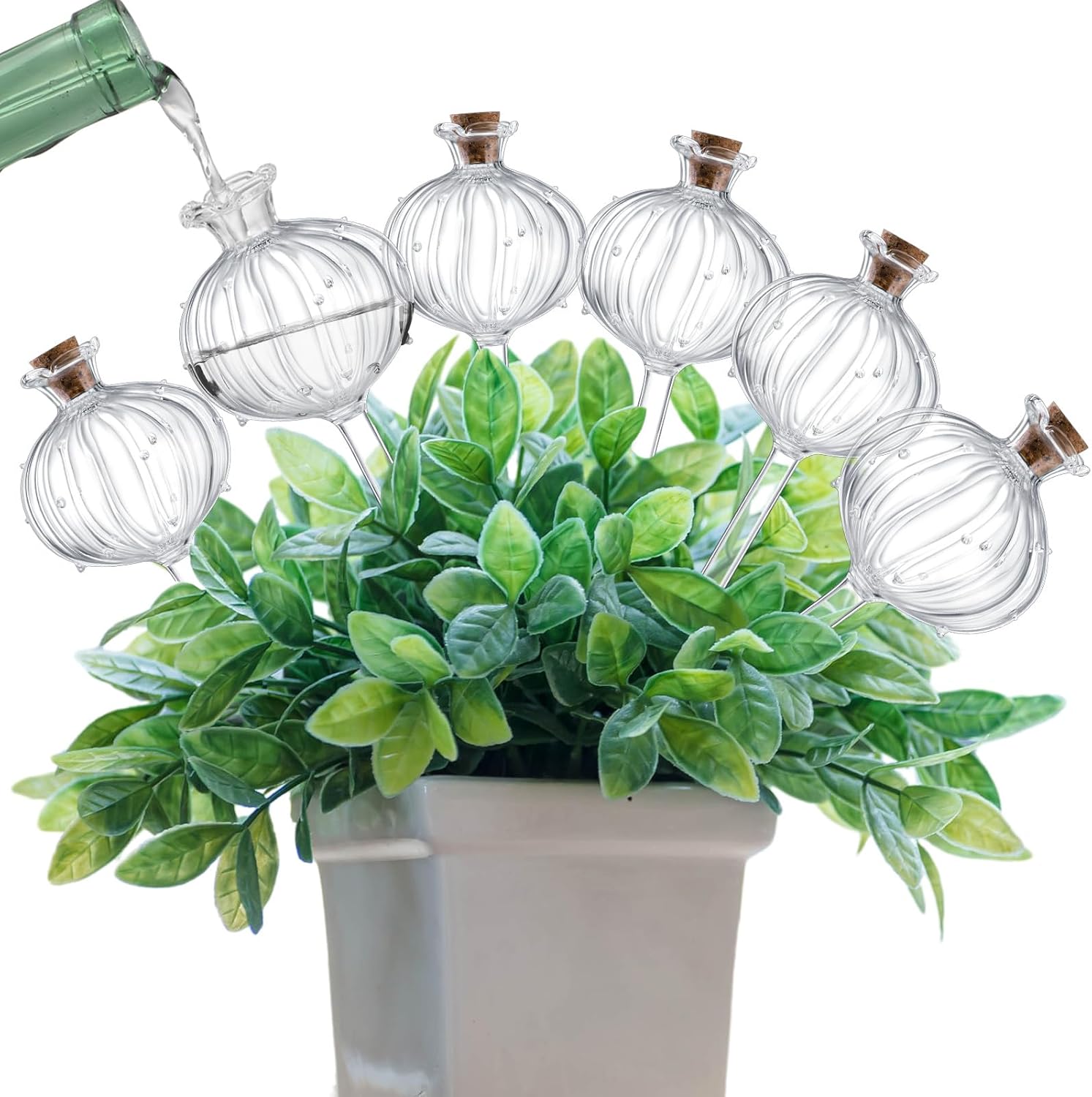 Tanlade 6 Pack Plant Watering Globes with Corks Self Glass