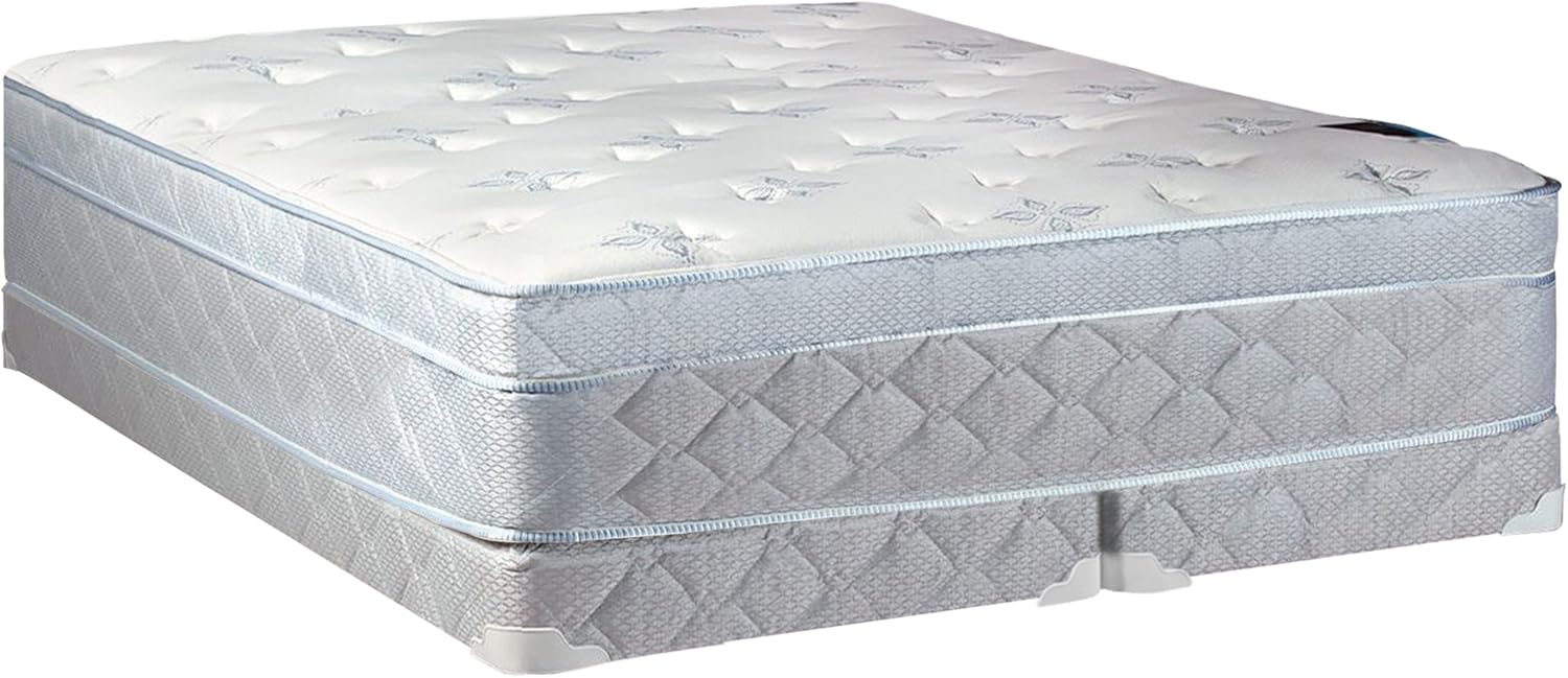 4-Inch Sturdy Box Spring for Mattress Support-Durable and Fully Assembled, Natural Wood Foundation for Queen, White