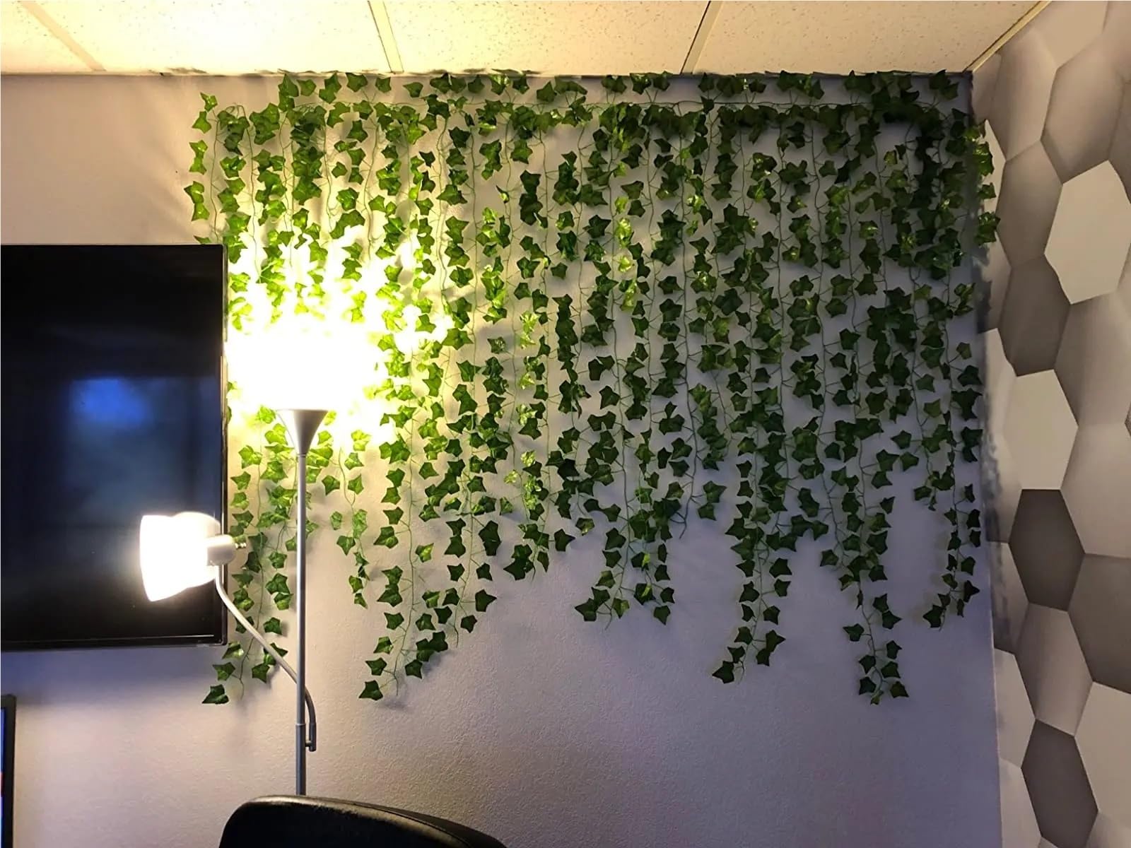 Enredadera Artificial de Hiedra 1/5/12 piezas de plantas artificiales de hiedra verde, guirnalda colgante de enredadera, flores de follaje falso, decoración de pared for el hogar, la cocina, el jardín