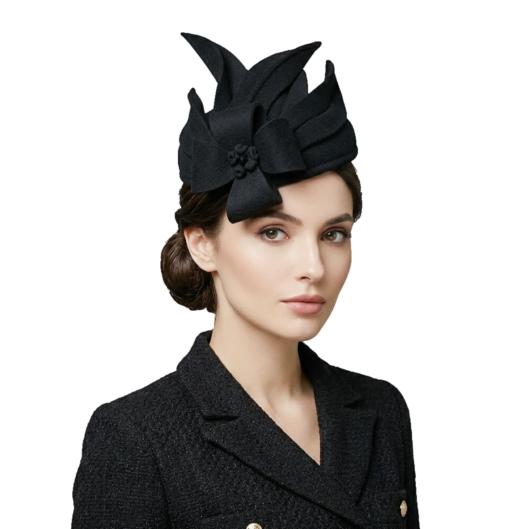 Women's Tea Party Fascinators for Women Wool Felt 1940s Pillbox Hats Derby Hat Hair Fascinators