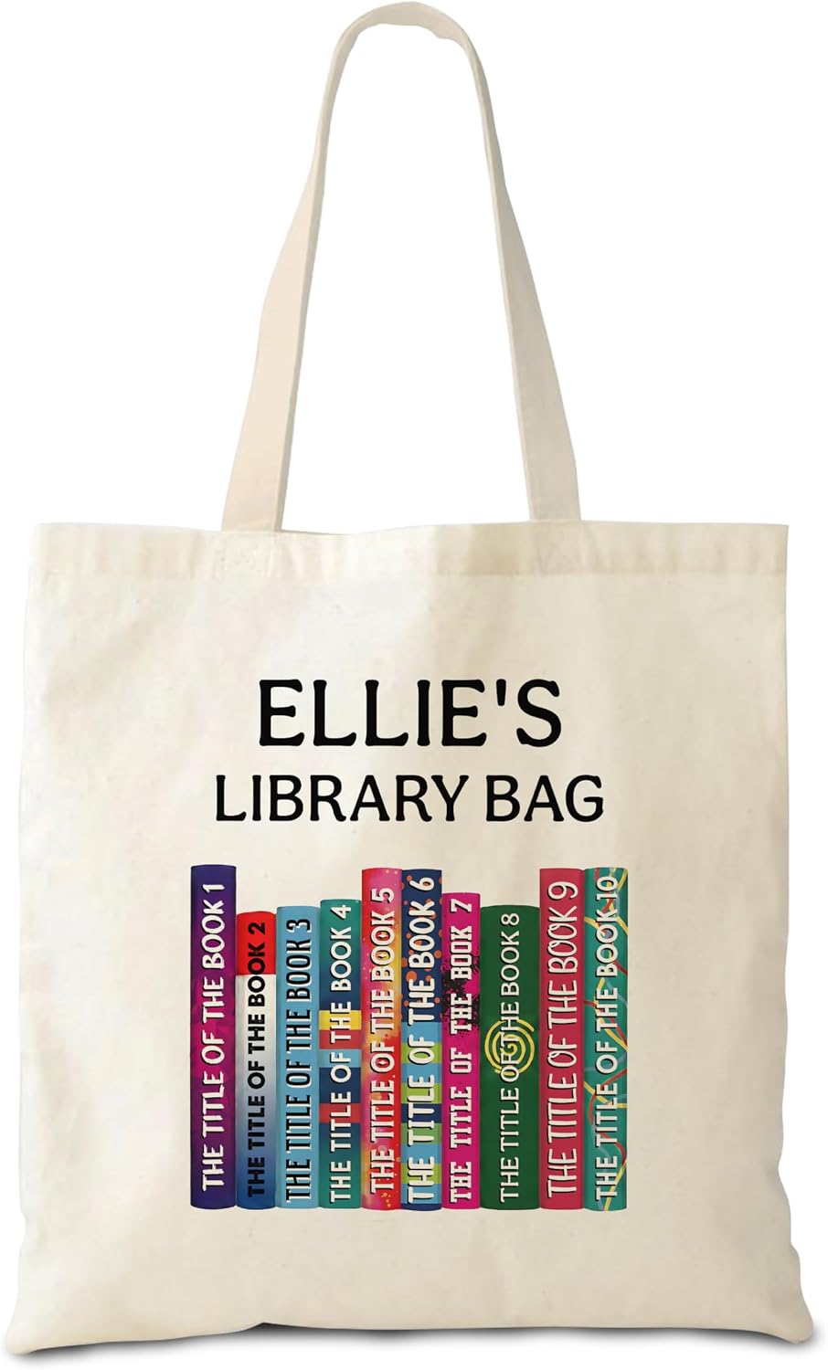 Hyturtle Personalized Library Bag A Stack Of Books Canvas Tote Bags, Gifts For Women, Reading Lovers, Book Lovers On Birthday