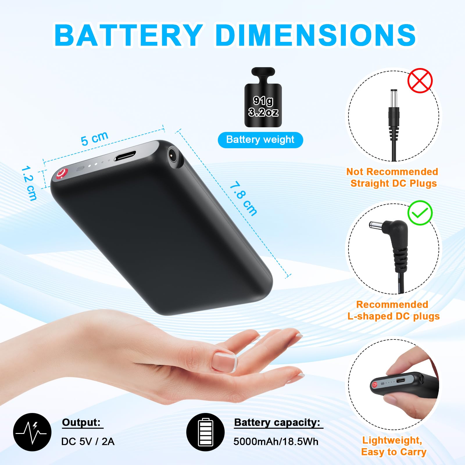 Rtdep opblaadbare lithium-polymeerbatterijen, 5V, 5000mAh, verlengde
