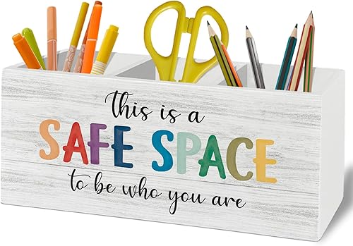 Miniatura 9 de Decoración bohemia para aula, organizador bohemio para lápices para aula, accesorios de escritorio, caja de madera con texto en inglés «This Varios