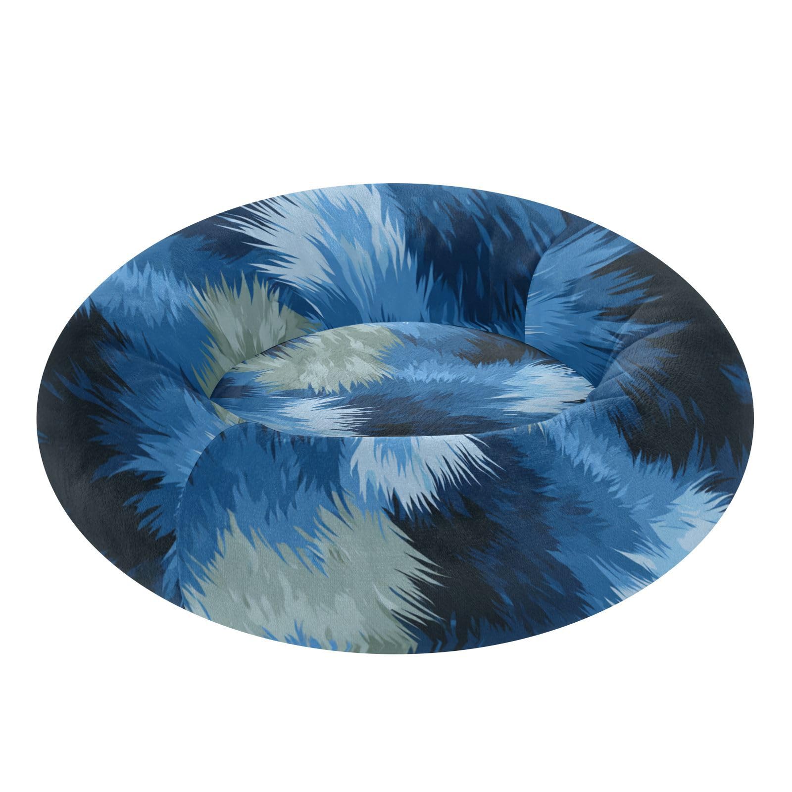 Panier en fourrure de loup pour petit chien Bleu S, lit haut de gamme lavable
