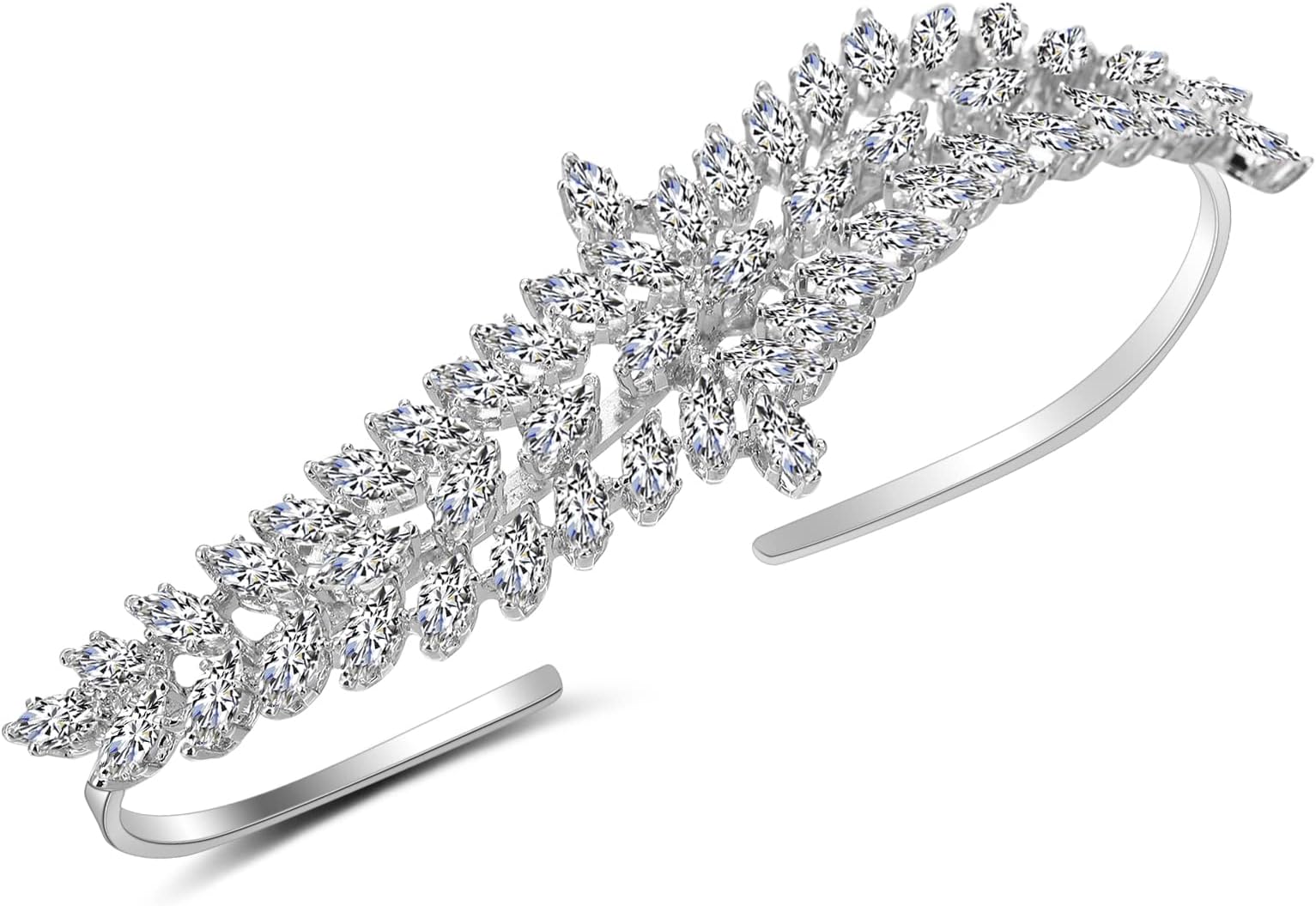 MytysCubic Zirconia Palm Chain Bracelet for Women Silver Color Hand Bracelet Cluster CZ with Ring Hand Harness Bangle