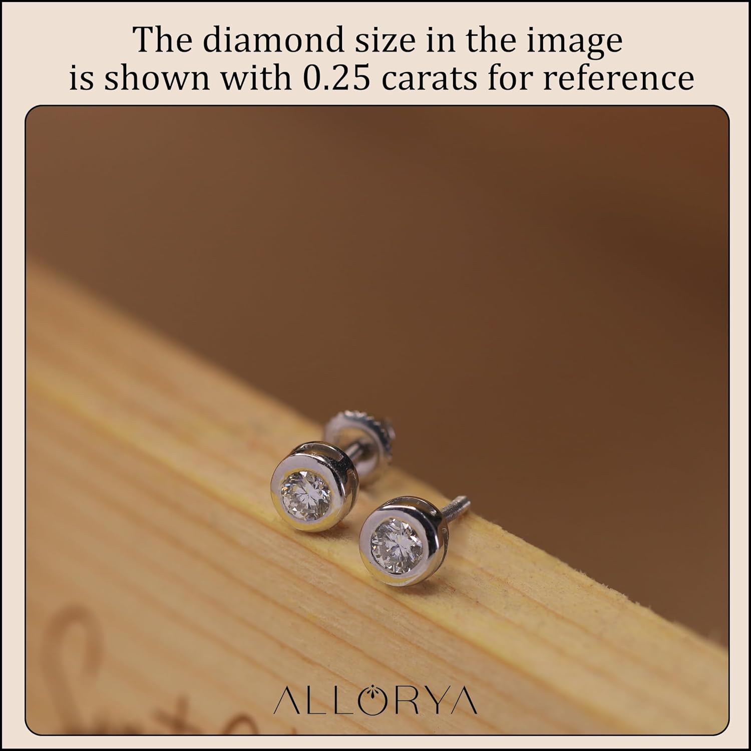 0.25-2.00 Carat Round Lab Grown White Diamond or Cubic Zirconia Elegant Solitaire Bezel Set Stud Earrings for Women in 925 Sterling Silver