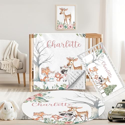 Miniatura 23 de Juego de ropa de cama personalizado para cuna de bebé, 3 piezas, juegos de cuna de bebé con nombre personalizado para niños y niñas, juego de ropa