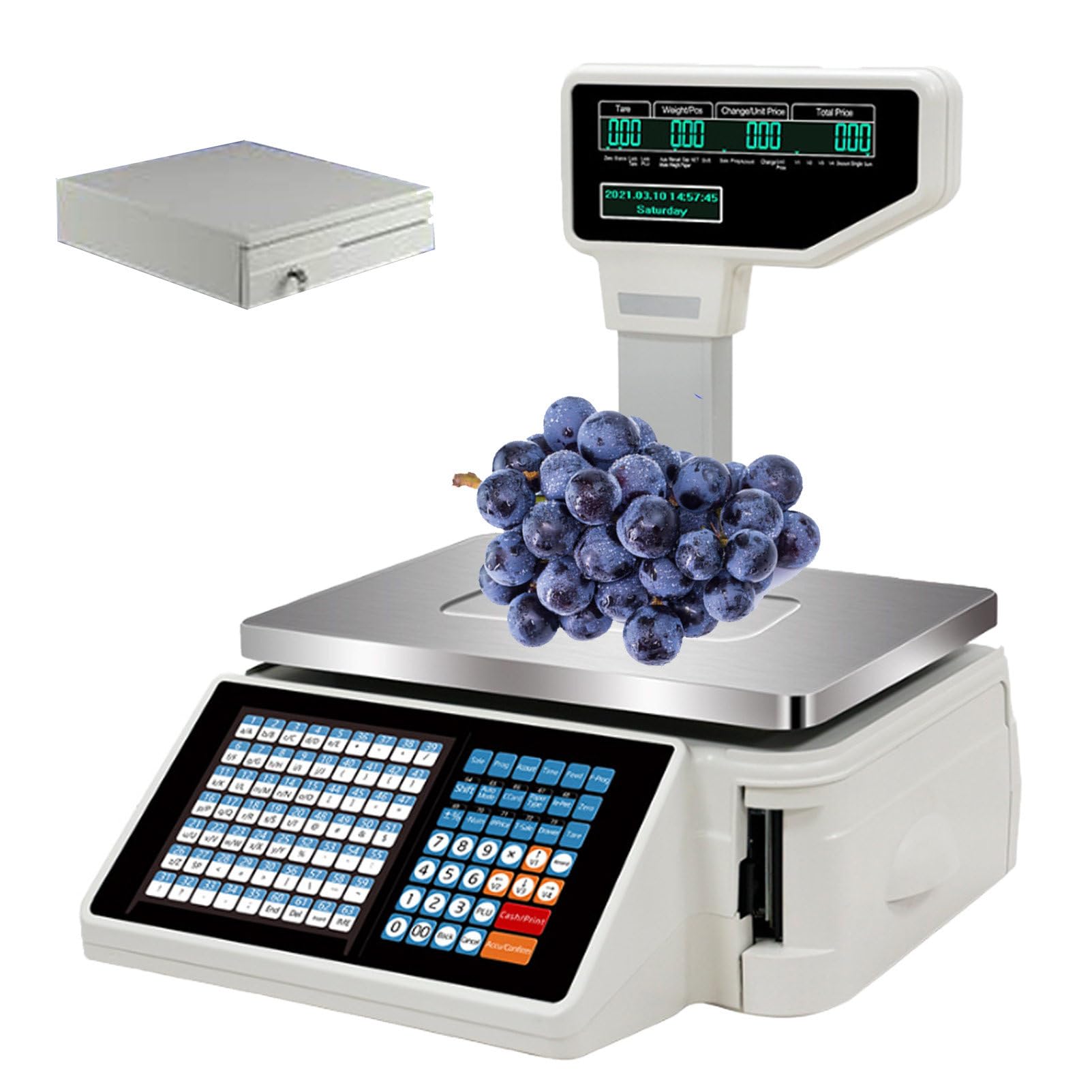 Pvxa 30kg Electronic Price Computing Scale Pole Display,Digital Barcode Weighing Scales,with Pole Display and Label Printer,for Supermarket/Retail Specification3